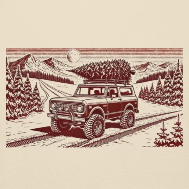 Vintage Off-Road Ford Bronco Adventure Hoodie - Cozy Knit Sweater with Mountain Scene