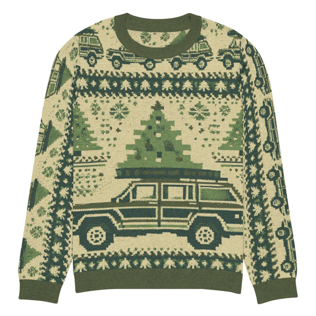 Vintage Jeep Wagoneer Christmas Sweater - Classic Car Ugly Christmas Sweater - Retro Holiday Knit Sweater by Ramblin Fever Provisions