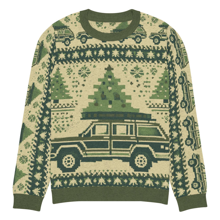 Vintage Jeep Wagoneer Christmas Sweater - Classic Car Ugly Christmas Sweater - Retro Holiday Knit Sweater by Ramblin Fever Provisions