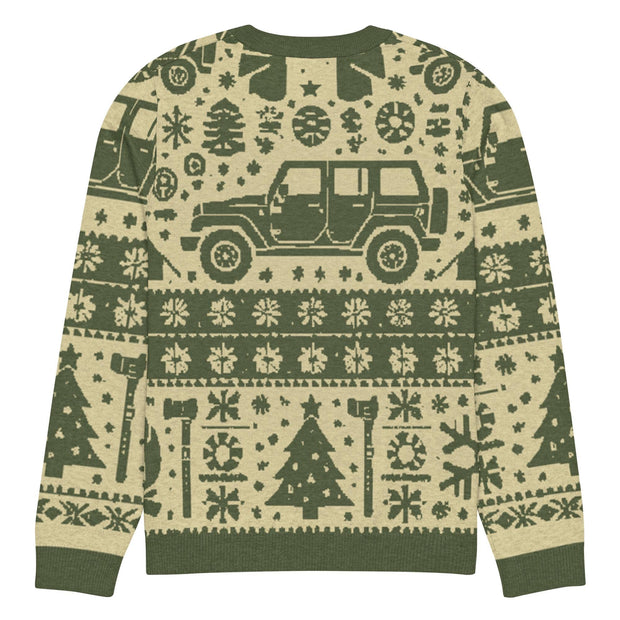 Vintage Jeep and Trees Christmas Sweater - Classic Car Ugly Christmas Sweater - Retro Holiday Knit Sweater by Ramblin Fever Provisions