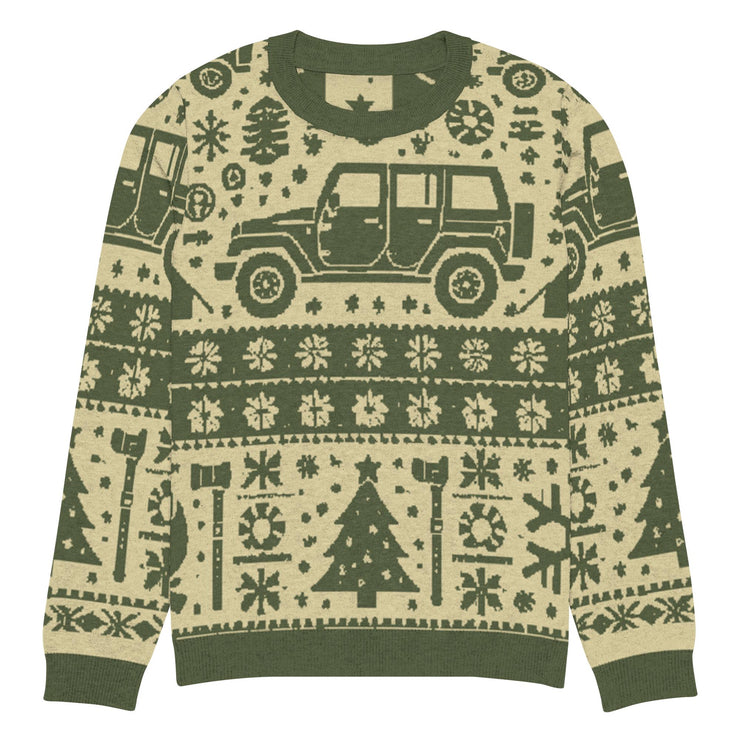 Vintage Jeep and Trees Christmas Sweater - Classic Car Ugly Christmas Sweater - Retro Holiday Knit Sweater by Ramblin Fever Provisions