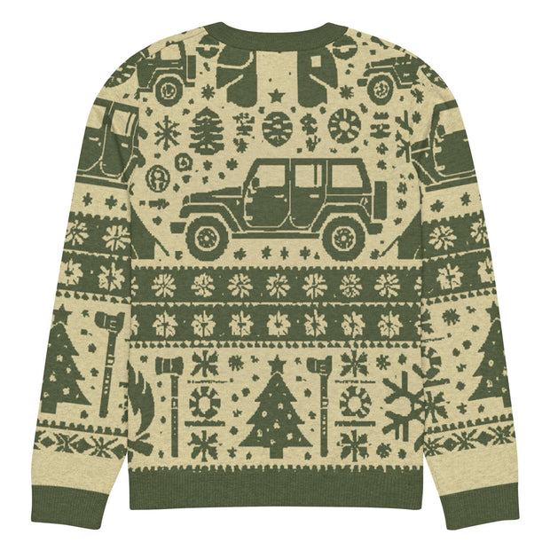 Vintage Jeep and Trees Christmas Sweater - Classic Car Ugly Christmas Sweater - Retro Holiday Knit Sweater by Ramblin Fever Provisions