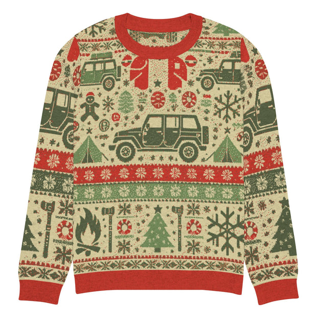 Vintage Jeep Christmas Sweater - Classic Car Ugly Christmas Sweater - Retro Holiday Knit Sweater by Ramblin Fever Provisions