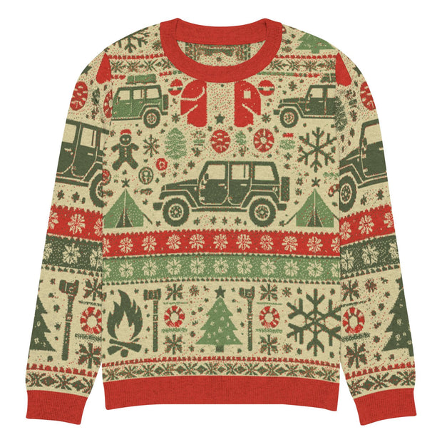 Vintage Jeep Christmas Sweater - Classic Car Ugly Christmas Sweater - Retro Holiday Knit Sweater by Ramblin Fever Provisions