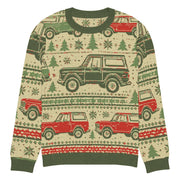 Vintage Cream & Green Bronco Christmas Sweater - Classic Car Ugly Christmas Sweater - Retro Holiday Knit Sweater by Ramblin Fever Provisions