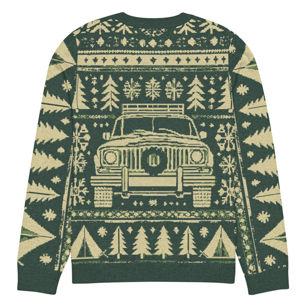 Vintage Jeep Wagoneer Front Christmas Sweater - Classic Car Ugly Christmas Sweater - Retro Holiday Knit Sweater by Ramblin Fever Provisions