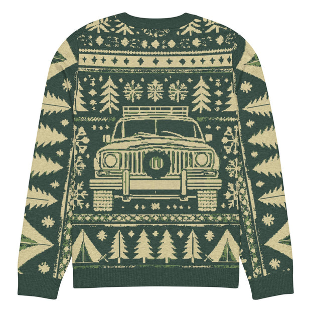 Vintage Jeep Wagoneer Front Christmas Sweater - Classic Car Ugly Christmas Sweater - Retro Holiday Knit Sweater by Ramblin Fever Provisions