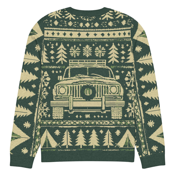 Vintage Jeep Wagoneer Front Christmas Sweater - Classic Car Ugly Christmas Sweater - Retro Holiday Knit Sweater by Ramblin Fever Provisions