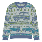 Vintage Blue & Green Bronco Christmas Sweater - Classic Car Ugly Christmas Sweater - Retro Holiday Knit Sweater by Ramblin Fever Provisions